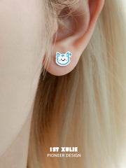 Angel Cuties 925 Sterling Silver Kitten ＆ Puppy Hand-Painted Colorful Resin Stud Earrings™
