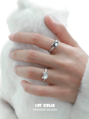 Cat's Gaze S925 Sterling Silver Black ＆ Gray Kitty Rings™