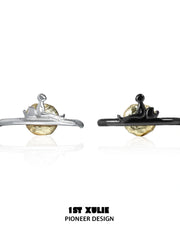 Cat's Gaze S925 Sterling Silver Black Gold Lonely Patients Stud Earrings™