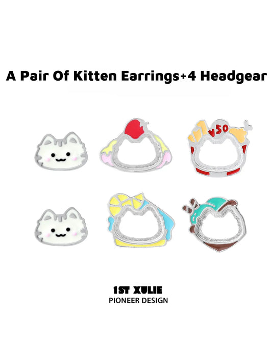 Cuties' Appleland S925 Kitten Interchangeable Stud Earrings™