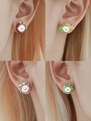 Cuties' Appleland S925 Kitten Interchangeable Stud Earrings™
