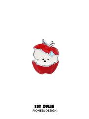 Cuties' Appleland S925 Sterling Silver Apple Puppy Red Stud Earrings™