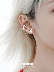 Cuties' Appleland S925 Sterling Silver Apple Puppy Red Stud Earrings™