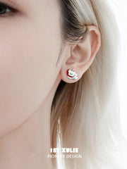 Cuties' Appleland S925 Sterling Silver Apple Puppy Red Stud Earrings™