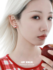 Cuties' Appleland S925 Sterling Silver Apple Puppy Red Stud Earrings™