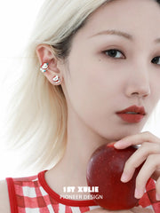 Cuties' Appleland S925 Sterling Silver Apple Puppy Red Stud Earrings™