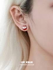 Cuties' Appleland S925 Sterling Silver Apple Puppy Red Stud Earrings™