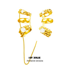Day Dream 18K Platinum Plating 24K Gold Plating Natural White Agate Ear Clips™