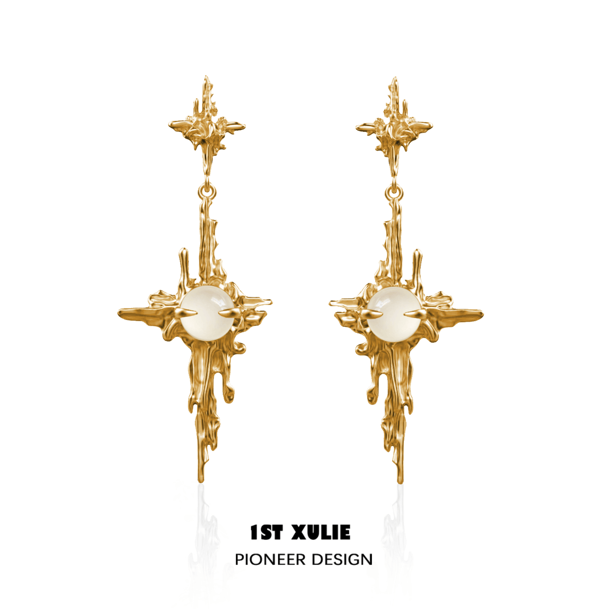 데이 드림 24K 골드 도금 천연 화이트 아게이트 펜던트 S925 귀걸이™