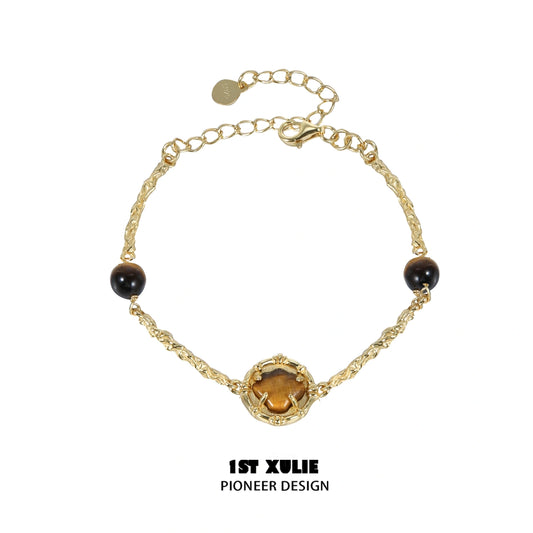 Desert Sunset 18K Gold Plated S925 Sterling Silver Tiger's Eye Vintage Bracelet™