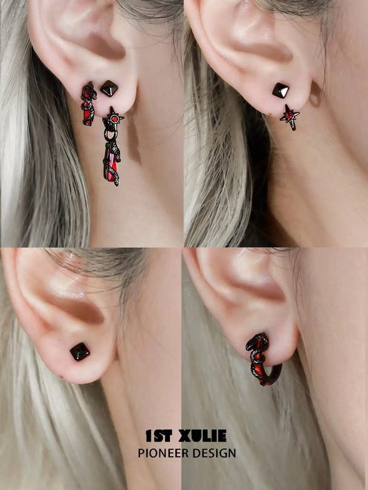 Forbidden Love S925 Snake ＆ Red Crystal Stud Earrings™