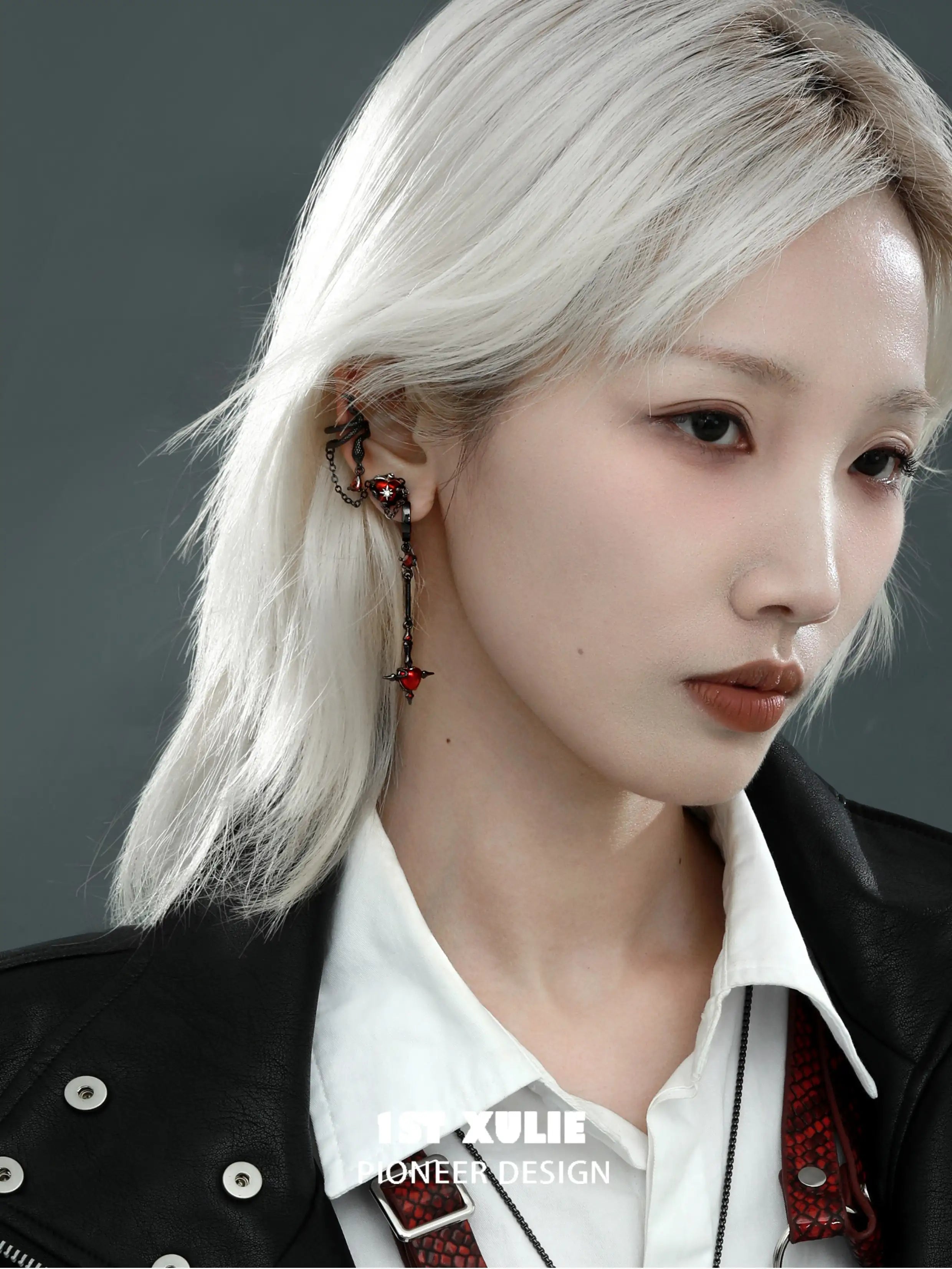 Forbidden Love S925 바이퍼의 사과 18K 골드 도금 체인 펜던트 귀걸이™