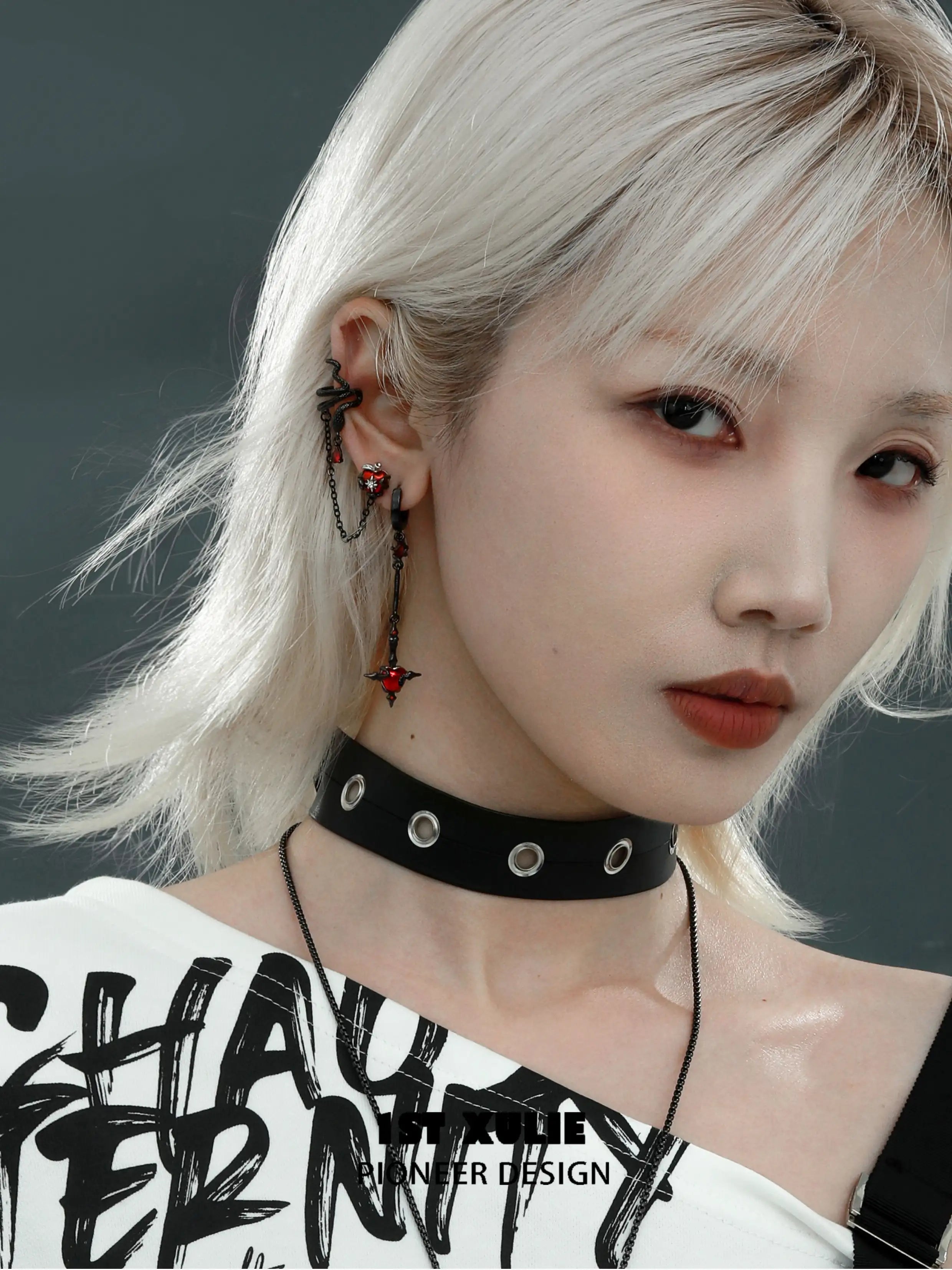 Forbidden Love S925 바이퍼의 사과 18K 골드 도금 체인 펜던트 귀걸이™