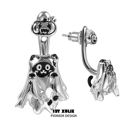 Ghosts 18K Platinum Plating Halloween Ghost Cat Earrings A™