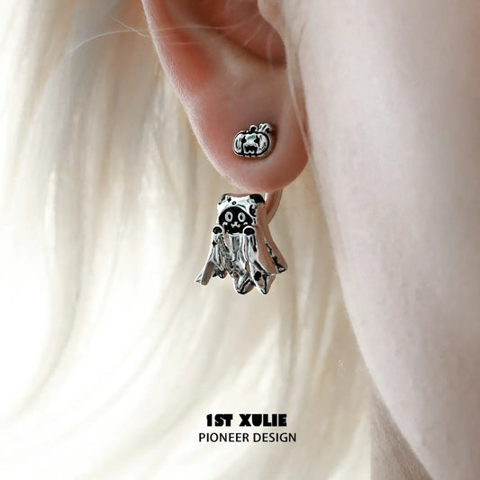 Ghosts 18K Platinum Plating Halloween Ghost Cat Earrings A™