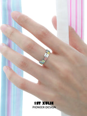 Ghosts Black Cat S925 Sterling Silver Colorful Drip Open Ring™