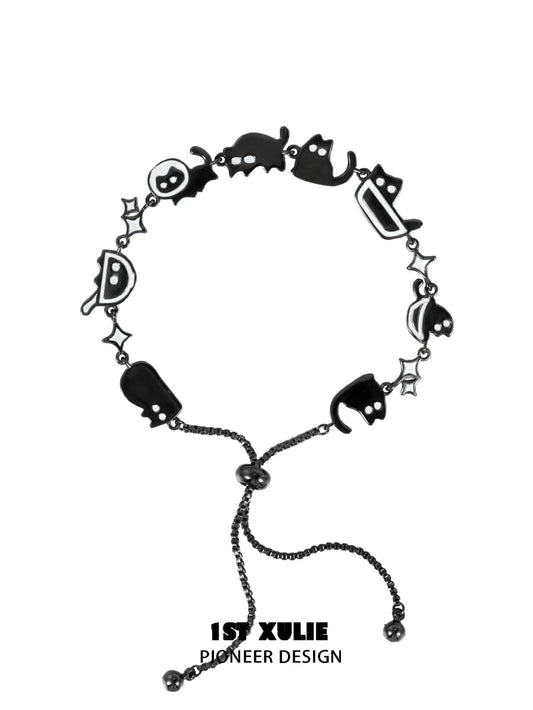 Ghosts Black Cat 18K Black Gold Plated Draw-Closure Bracelet™
