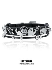 Ghosts Black Cat 18K Black Gold Plated Leather Bracelet™