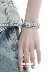 Ghosts Black Cat 18K Black Gold Plated Leather Bracelet™