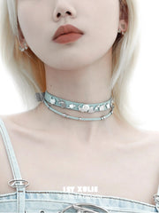 Ghosts Black Cat 18K Black Gold Plated Leather Choker Necklace™