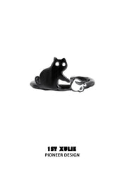 Ghosts Black Cat S925 Sterling Silver Thin Band Adjustable Ring™