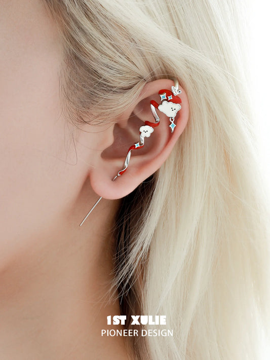 Graffit Kitten ＆ Puppy 18k Platinum Plating Cyclone Apple Needle Piercing Earring™