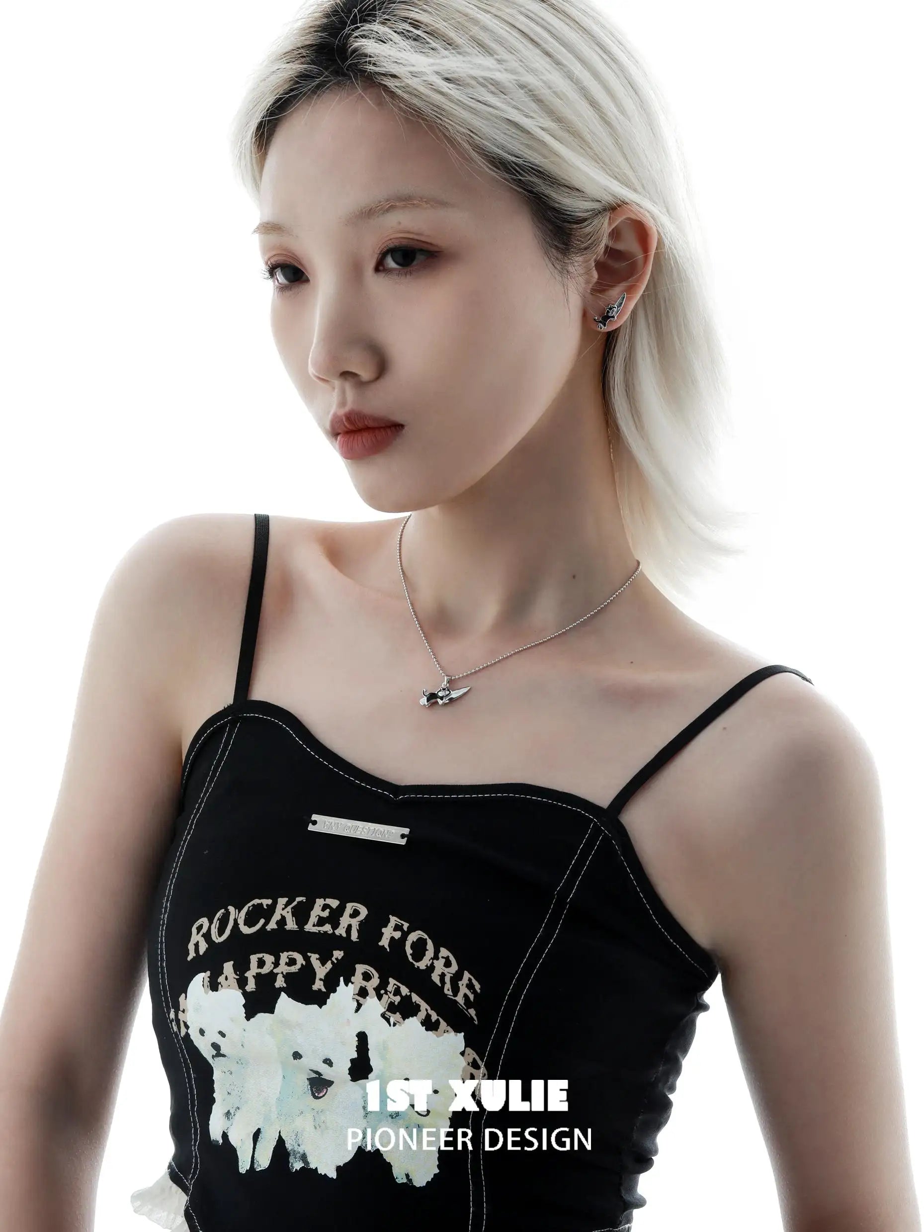 그래피티 고양이 &amp; 강아지 925 스털링 실버 펜던트 목걸이 초커™
