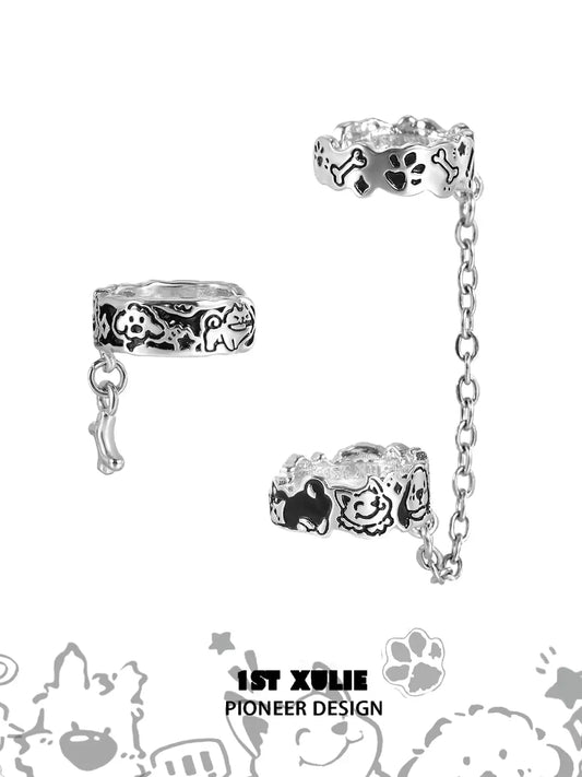 Graffit Puppy 18K Platinum Plating Asymmetrical Earclips Ear Clips™