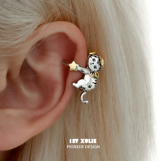Graffiti Kitten 18K Platinum Plated Lazy Kitten Earclips Ear clips™