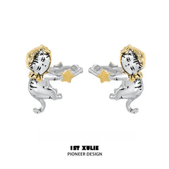 Graffiti Kitten 18K Platinum Plated Lazy Kitten Earrings™