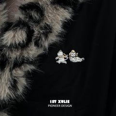 Graffiti Kitten Lazy Cat 18K Platinum Plating Brooches™