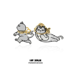 Graffiti Kitten Lazy Cat 18K Platinum Plating Brooches™