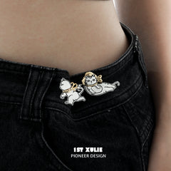 Graffiti Kitten Lazy Cat 18K Platinum Plating Brooches™