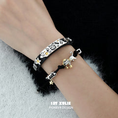 Graffiti Kitten Lazy Cat 18K Platinum Plating Leather Bracelets™