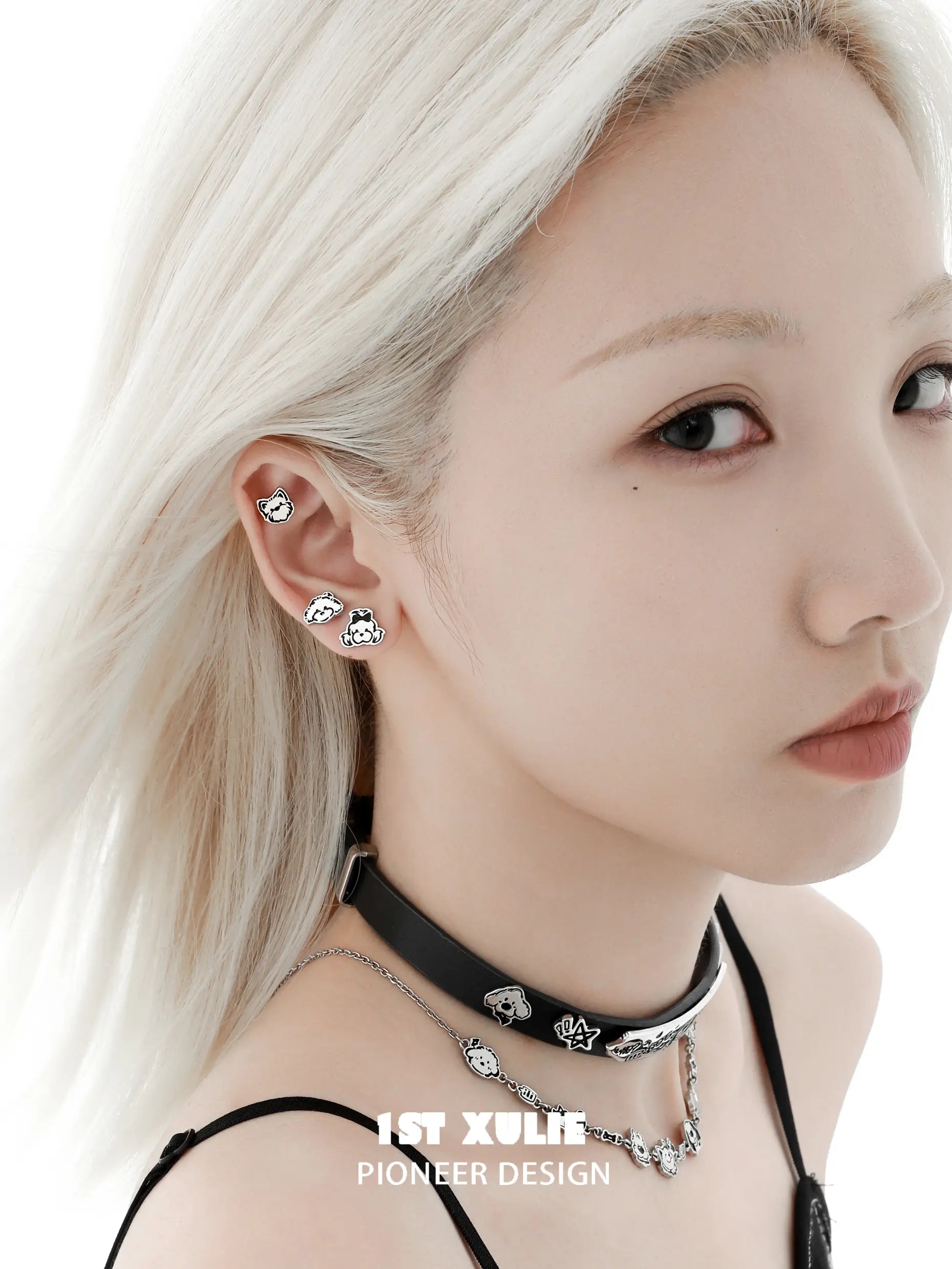 그래피티 퍼피 925 스털링 실버 퍼피 패밀리 스터드 귀걸이™ 