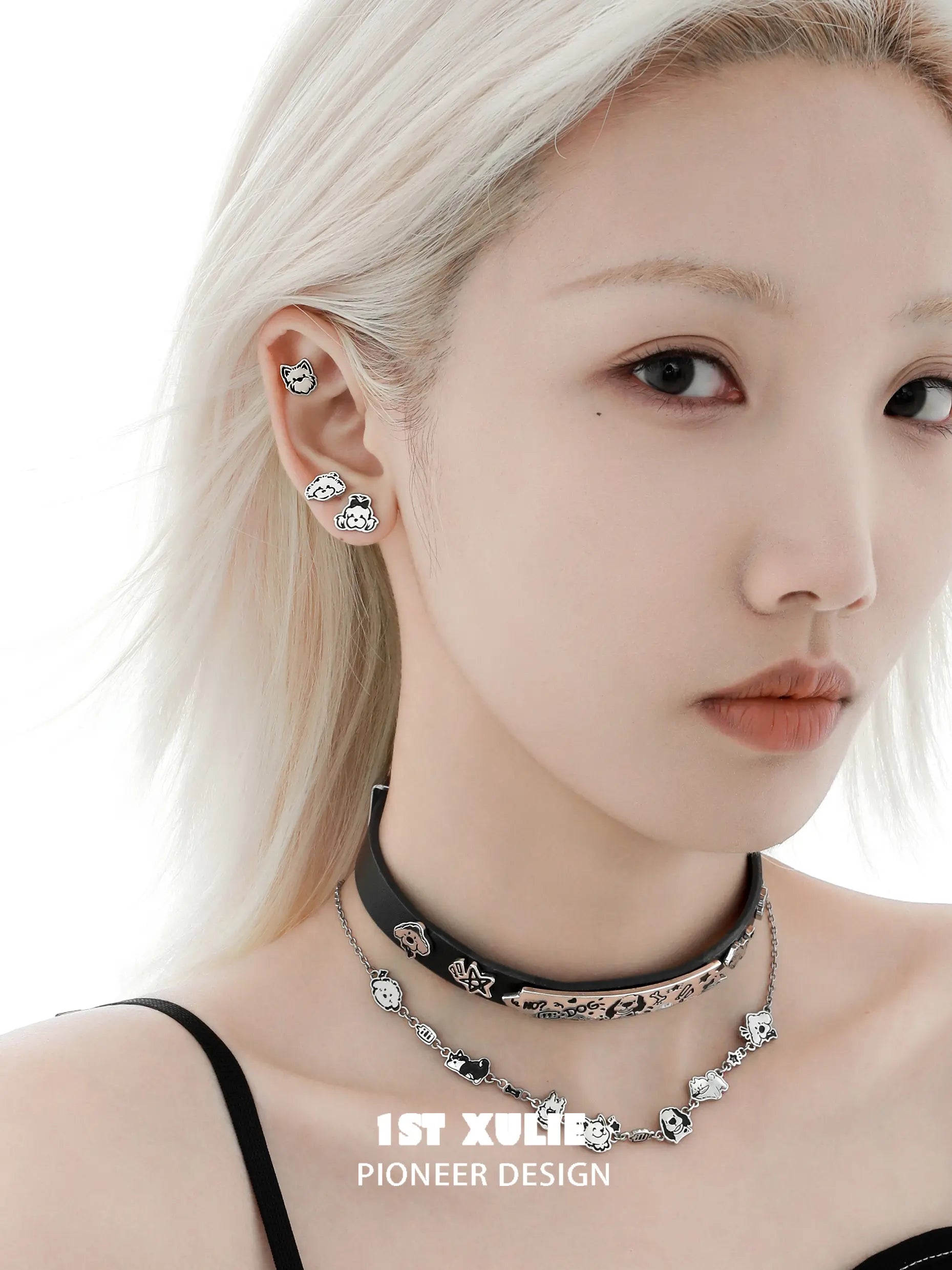 그래피티 퍼피 925 스털링 실버 퍼피 패밀리 스터드 귀걸이™ 