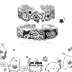 Graffiti Puppy S925 Sterling Silver Happy Dog Rings™