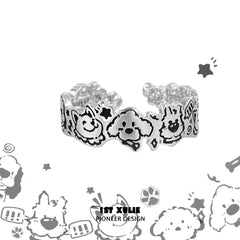 Graffiti Puppy S925 Sterling Silver Happy Dog Rings™