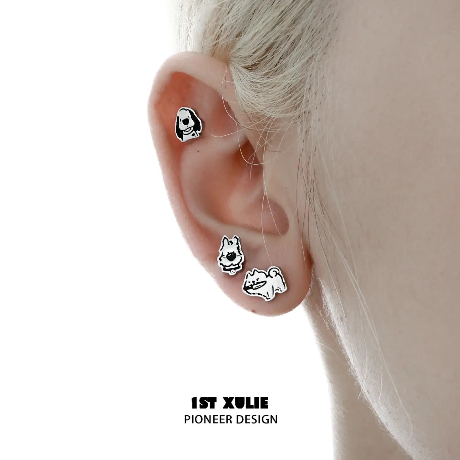 Graffiti Puppy S925 Sterling Silver Puppy Stud Earrings™