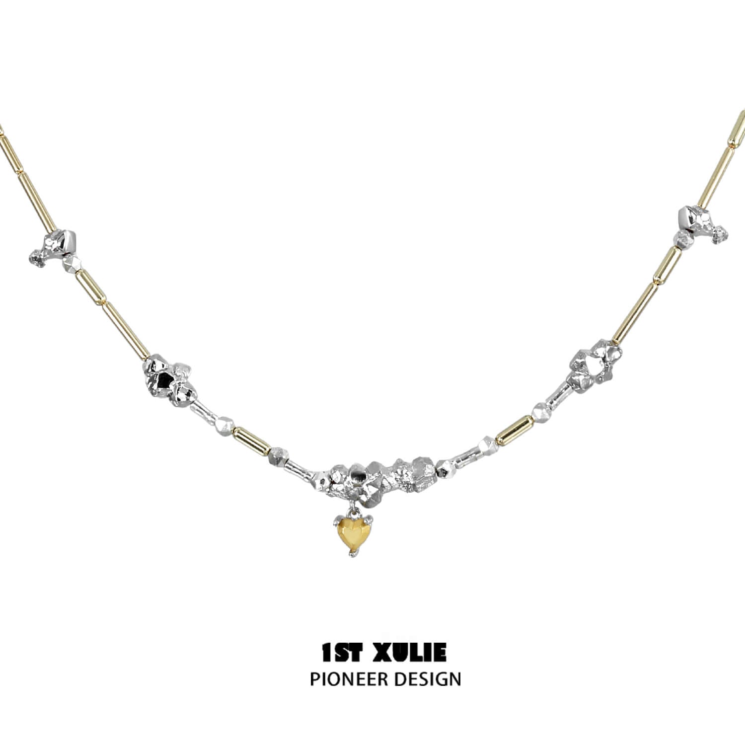 イモータル ラバー 18K プラチナ メッキ ゴールデン ハート ネックレス™