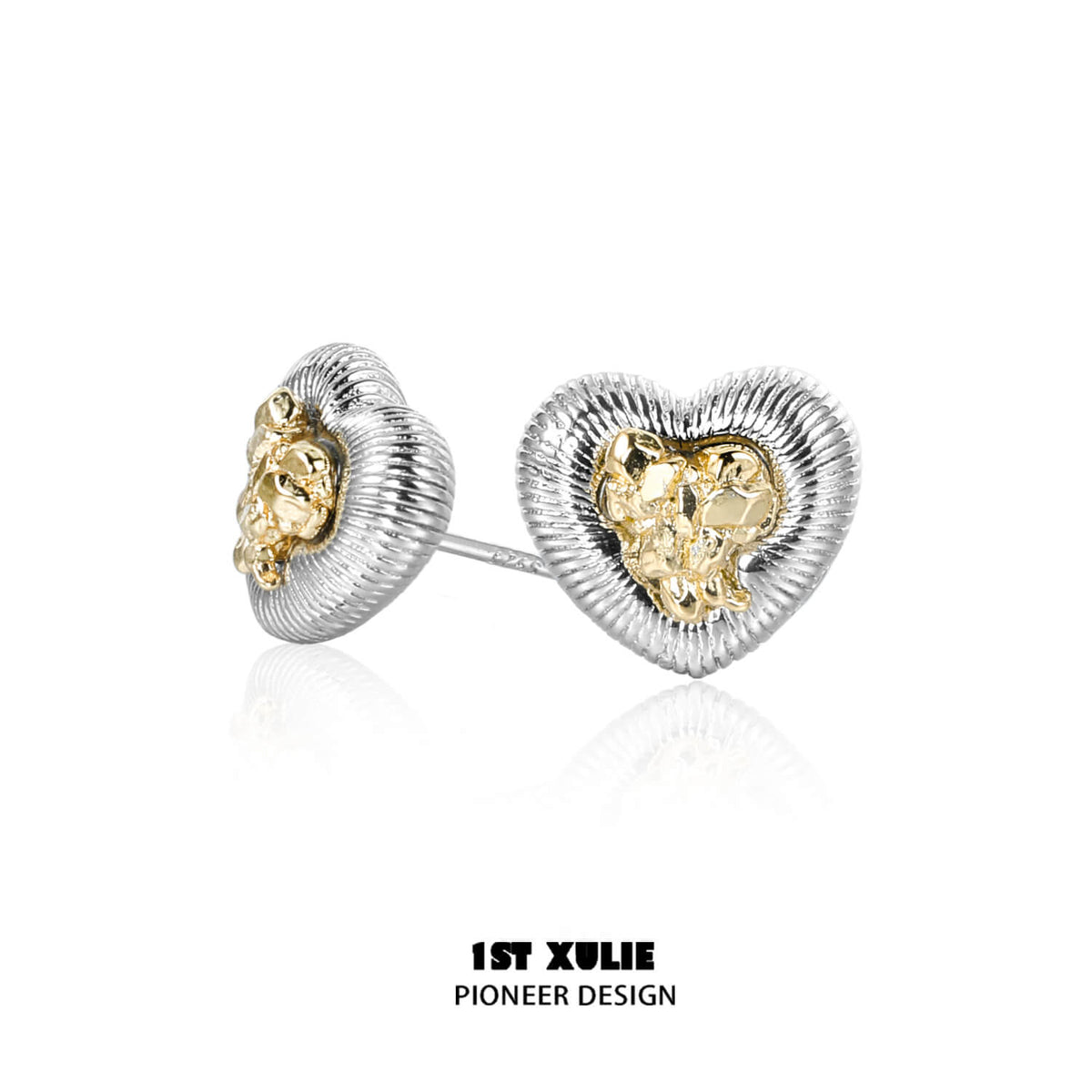 Immortal Lover S925 18K Platinum Plating Golden Heart Earrings B™