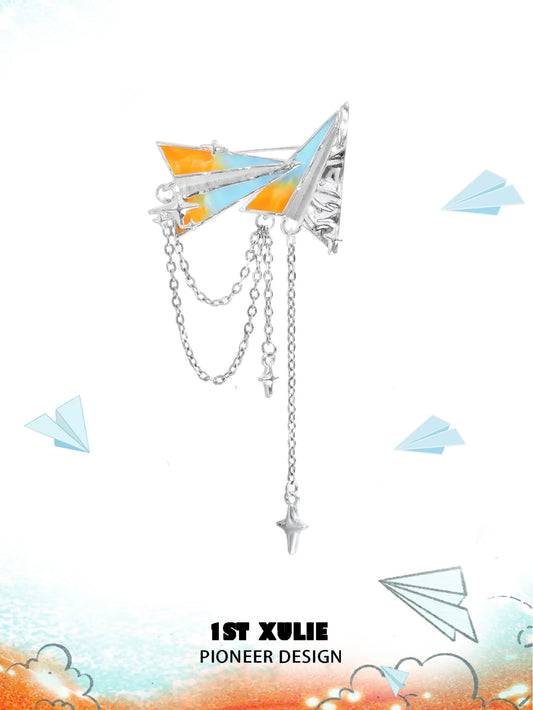 Juicy Flight 18K Platinum Plating Orange Sea Paper Plane Chain Brooch™