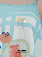 Juicy Flight 18K Platinum Plating Orange Sea Paper Plane Chain Brooch™