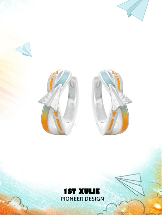 Juicy Flight 18K Platinum Plating Orange Sea Paper Plane Earrings™