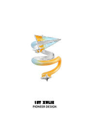 Juicy Flight 18K Platinum Plating Orange Sea Paper Plane Stud Earring/Ear Clip Set™
