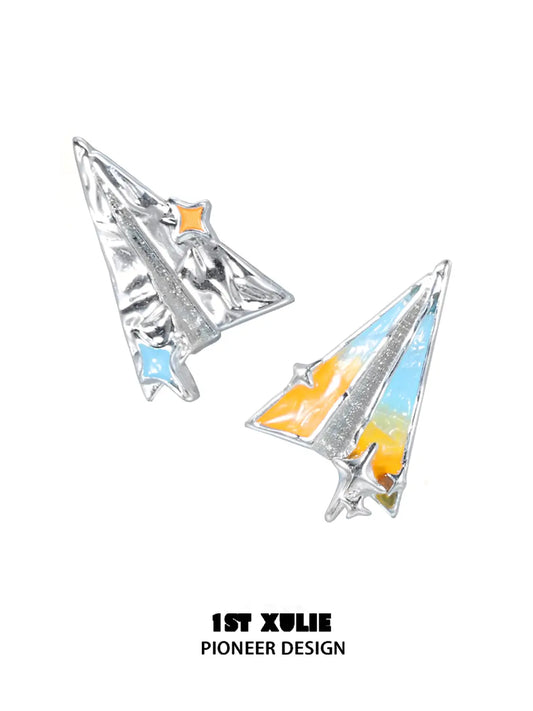 Juicy Flight 18K Platinum Plating Orange Sea Paper Plane Stud Earrings™