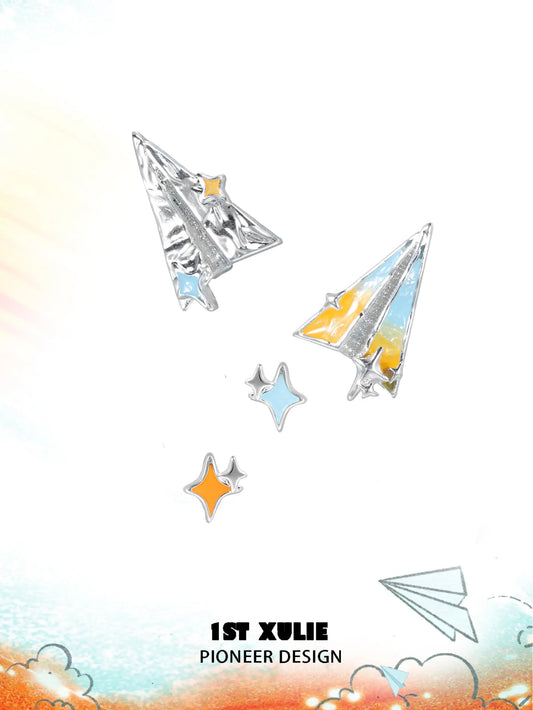Juicy Flight 18K Platinum Plating Orange Sea Paper Plane Stud Earrings™