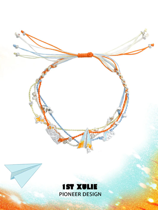 Juicy Flight Orange Sea Paper Plane Braided Rope Bracelet™