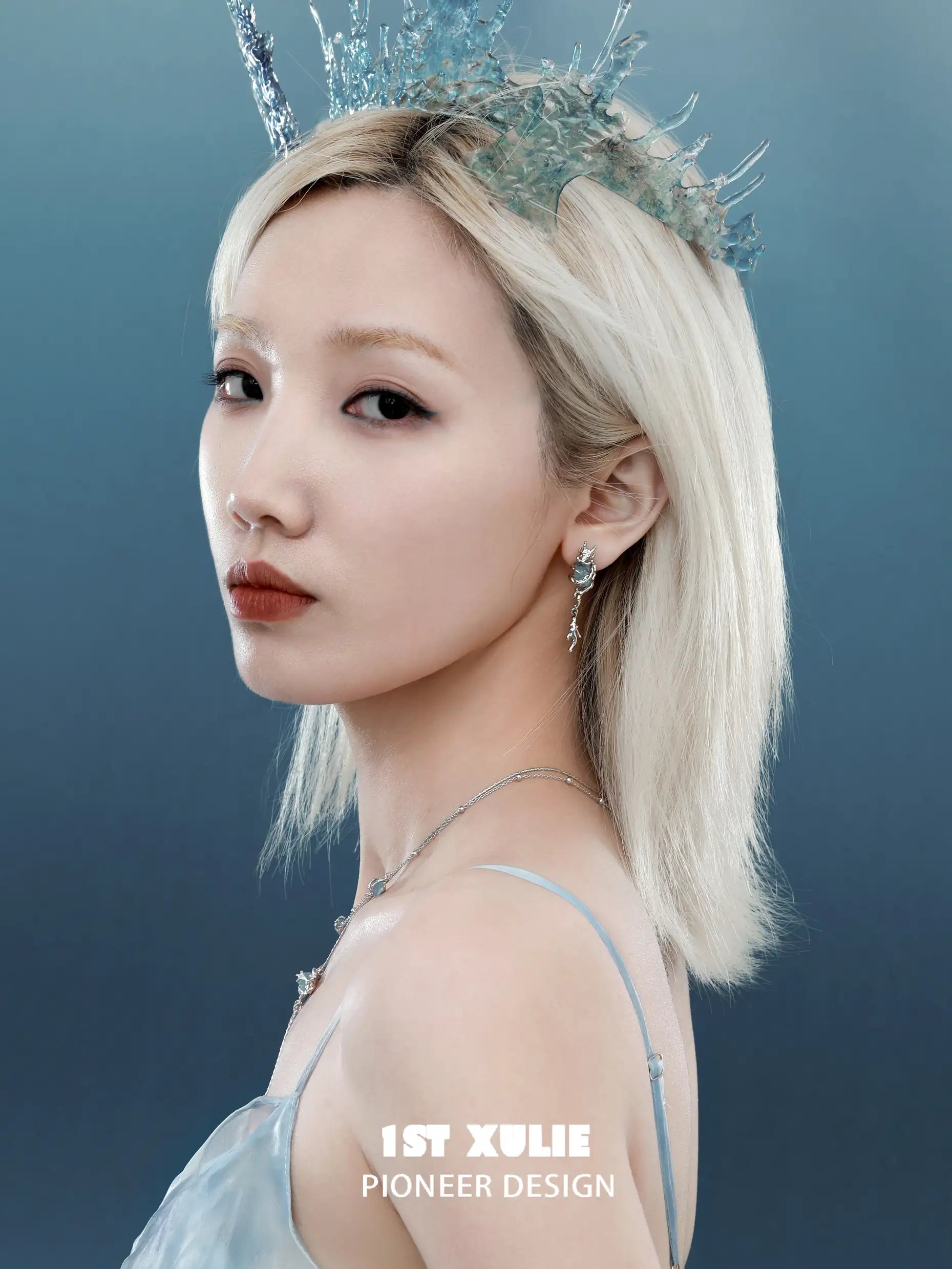 롱링롱 아쿠아마린 18K 플래티넘 플레이팅 스터드 이어링™