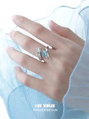 Loong-Ling Loong Aquamarine S925 Sterling Silver Adjustable Open Ring™